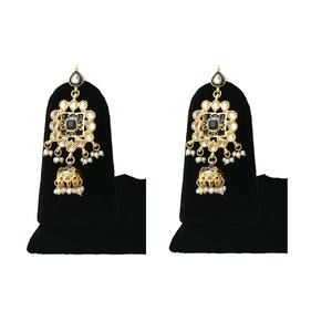 Elegant Ethnic Long Drop Earrings with Crystal Rhinestone Bead Embellishment Durable Alloy Base for Bridal Wear & Party Styling - Product Image 2