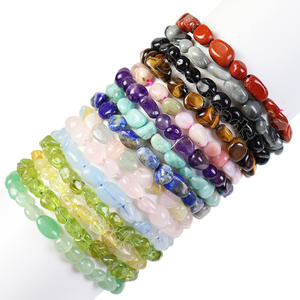 Braccialetto di perline di pietra naturale all'ingrosso, cristallo curativo vera gemma Nugget durevole braccialetto elastico per le donne uomo 18.5CM - Product Image 6