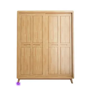 Lemari Pintu Geser Nordic, Lemari Pintu Geser Modern Dikontrak Kamar Tidur Keluarga Kecil Asli Lemari Penyimpanan Kayu Bergerak Pintu