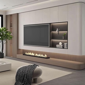 Mueble de TV Flotante de Madera Moderno y de Lujo para el Hogar y Hoteles, con Iluminación LED, Pantalla Montada en la Pared para Diseños de <span class=keywords><strong>Muebles</strong></span> de Sala de Estar - Product Image 2