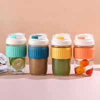נייד Drinkware 500ml זכוכית לשתות בקבוק קפה נסיעות כוס עם קש