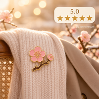 Broche Fleur de Prunier 3D en Émail Souple, Branche de Fleur Rose, Bijoux du Nouvel An Chinois, Vente en Gros, Épingles de Revers, Badges Métalliques Personnalisés