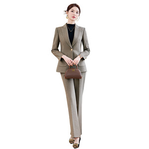 Women's Two-Piece Suit Set Gray Black Polyester Wool Blend Anti-Wrinkle Professional Commute Wear - Product Image 5