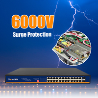 Switch Gigabit PoE+ 24 Port 400W 2 SFP Uplink AI VLAN Jangkauan Jauh 250m untuk Proyek Kamera IP CCTV