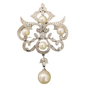 Broche en perles d'eau douce rondes de style rétro noble de 11-12 mm, bijoux chic en forme de fleur, design de poitrine, beauté imparfaite à la mode - Product Image 5