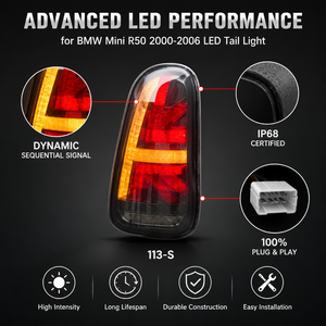Feux arrière LED modifiés pour voiture, pièces automobiles d'usine, fumés 12V 6000K pour BMW Mini R50 2000-2006, accessoires universels pour voiture - Product Image 3