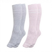 Chaussettes de compression montantes en nylon tricoté respirant rose pour femme, personnalisables en gros, classe 2, 20-30 mmHg, pour la grossesse