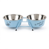 Bol double moderne en acier inoxydable 304 pour animaux de compagnie, design séparé pour nourriture et eau, pour chats et chiens