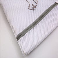 Sac de lavage en maille polyester blanc 2021, très vendu, personnalisé 30x40cm, filet à linge lavable de haute qualité à mailles fines