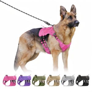 Pettorina Tattica Regolabile per Cani in Tessuto Oxford a Rete Traspirante con Sistema Multi-Attacco e Borsa per Cani di Grossa Taglia da Escursionismo e Soccorso - Product Image 5