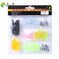 Lot d'appâts souples pour la pêche, Set de leurres pour attraper des poissons comme les carpes, avec hameçon en plomb, matériel pour pêcher, 15 pièces