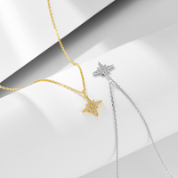 Nuevo Collar de Plata de Ley 925 con Circonita Cúbica CZ, Joyería de Moda que No se Desvanece, con Diseño de Estrella