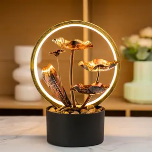 Creative New Product Flower Leaf Water Fountain Decoration Led Fountain Waterfall For Soothing Environment Office Home