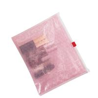 Pochette zippée transparente en plastique pour cosmétiques, sacs de couleur avec fermeture éclair, logo de soins de la peau, pochette zippée coulissante pliable, pochette à bulles pour envoi postal