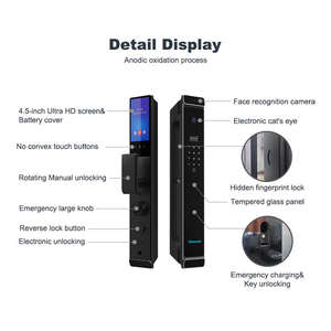 Cerradura de puerta inteligente electrónica de reconocimiento Facial figura de reconocimiento facial contraseña seguridad antirrobo cerradura inteligente para oficina en casa - Product Image 3