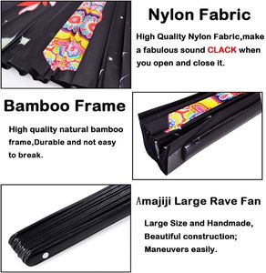 Grand éventail pliant Rave, éventail pliable à imprimé mexicain pour la fête du Día de Muertos, accessoire de costume pour spectacle de danse - Product Image 4