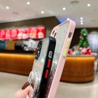 Coque de téléphone pour iPhone 13, coque de téléphone en époxy avec paillettes dégradées, coque pour iPhone 13 avec miroir en forme de cœur