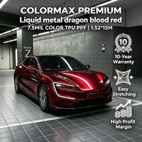 Film de protection de peinture automobile en TPU couleur rouge sang de dragon métallique liquide haute résistance à la traction 1,52*15m en gros