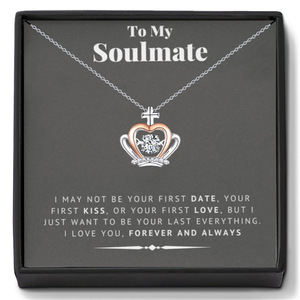 สร้อยคอจี้เพทายรูปมงกุฎกลวงแบบคลาสสิก uionen พร้อมกล่องของขวัญและการ์ดข้อความถึงเนื้อคู่ของฉัน - Product Image 1