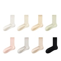 Chaussettes mi-mollet personnalisées pour femme en soie de mûrier, fines, respirantes, en maille, imprimées, couleur unie, sans coutures, décontractées, longues, pour l'été