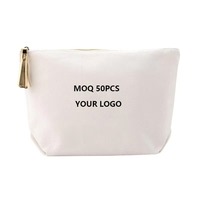 Trousse de maquillage de voyage avec logo personnalisé pour femmes Organisateur de cosmétiques en toile de coton à fermeture éclair Pochette de grande capacité Trousse de toilette de marque privée