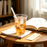 Gobelets froids en PLA transparent avec logo personnalisé, gobelets jetables biodégradables pour café glacé, jus et thé