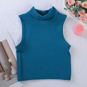 <span class=keywords><strong>Camiseta</strong></span> sin mangas para mujer, cuello simulado, acanalada, elástica, ajustada, básica, ligera, tipo bustier - Product Image 6