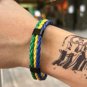 Bracelet en cuir tressé tendance 2026 aux couleurs du drapeau des États-Unis, du Canada et du Mexique pour hommes et femmes, fans d'Argentine - Product Image 2