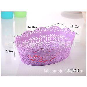 Oval Plastic Lace Fruit <b>Basket</b> <b>Storage</b> Tray Desktop Organizer For Candy Vegetables Custom Mold - Product Image 5