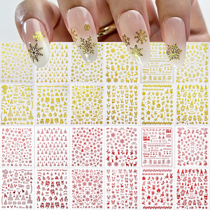Pegatinas de <span class=keywords><strong>Uñas</strong></span> <span class=keywords><strong>Navideñas</strong></span> Francesas de Lujo en 3D de PU Premium, Diseño de Copos de Nieve, Árboles y Ciervos Autoadhesivas al por Mayor |   Calcomanías Personalizadas - Product Image 1