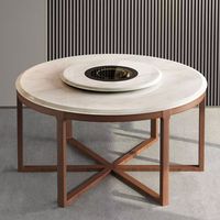 Ensemble de table à manger ronde pliable en pierre frittée, table aspect marbre avec plaque à induction pour petite maison, ensemble complet de chaises