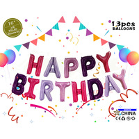 Ensemble de Ballons joyeux anniversaire, 16 pièces, décorations pour anniversaire, couleur or Rose, en feuille lettres, décorations de fête d'anniversaire