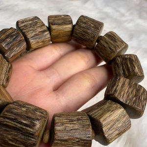 Pulsera Unisex de Cuentas de Madera en Forma de Barril, Hecha a Mano, de Madera Natural, Elástica, para Uso Espiritual - Product Image 1