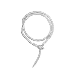 Подгонянное премиальное ювелирное Покрытие 18K преувеличенное модное ожерелье в стиле змеи Регулируемая Длинная цепочка