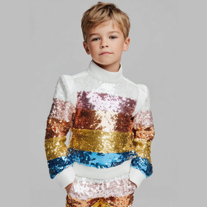 <span class=keywords><strong>Nuevo</strong></span> Conjunto de Traje de Lentejuelas para Niños 2026, Traje Formal de Dos Piezas Negro Brillante para Actuaciones en Escenario, Disfraz de Poliéster Estilo Oriental - Product Image 5