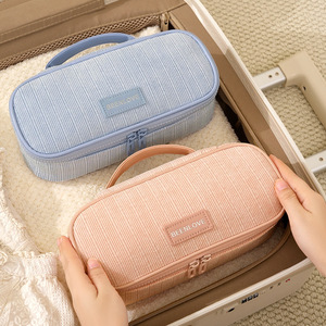 New Waterproof Large Capacity Cosmetic Bag Portable Travel <b>Makeup</b> <b>Case</b> With Division Pink Blue Beige Gray - Product Image 4