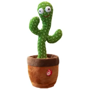 32cm Funny Cute Electric Luminous Music Talking Singing Plant Soft Plush Stuffed Dancing Cactus Toy