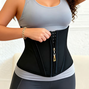 Ceintures amincissantes noires respirantes à contrôle moyen pour femmes avec fermeture éclair, idéales pour la gym, le yoga et la course à pied - Product Image 3