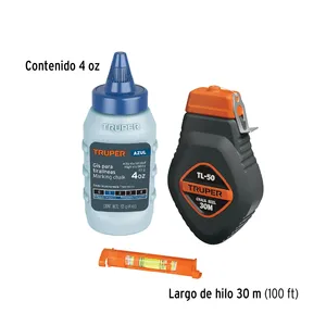 Ensemble de 6 tiralíneas en plastique Truper 30m (100ft) avec outils de mesure et de jaugeage de Gis et de niveau - Product Image 3