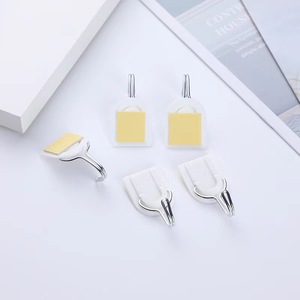 Crochets blancs robustes sans clou ni trace, crochets adhésifs créatifs en plastique, crochets pour manteaux, fournitures de magasin à un dollar. - Product Image 2