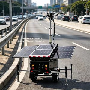 Torre Móvil Telescópica de Acero Cuadrada RITEVOLT Q235 para CCTV Solar, IP67 Impermeable, Resistente al Viento 117km/h, Potencia 10800W-H, Carga de 8h - Product Image 1