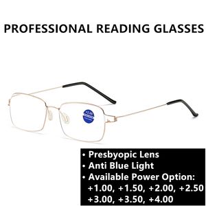 Lunettes de lecture <span class=keywords><strong>anti</strong></span>-lumière bleue avec dioptries, sans vis, en alliage fin, pour hommes, 2026, pour presbytes +3.50, <span class=keywords><strong>filtre</strong></span> lumière bleue - Product Image 2