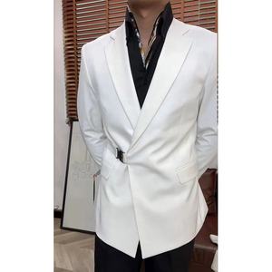 Dernière <span class=keywords><strong>tenue</strong></span> pour <span class=keywords><strong>homme</strong></span>, blazer noir à boucle, costume blanc tendance pour <span class=keywords><strong>homme</strong></span>, veste, manteaux - Product Image 4