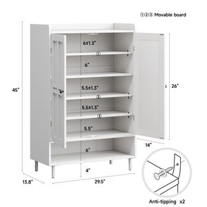 Hot bán gỗ có thể điều chỉnh Kệ trắng 7 + 1 Tier trang trại lưu trữ giày tủ - Product Image 5