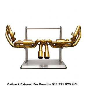Sistema de escape Vortex Bespoke de acero inoxidable con acabado dorado para Porsche 911 991 GT3 4.0L, mejora visual exótica. - Product Image 1