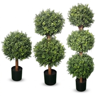 Arbre Topiaire Artificiel en Buis, Design Multi-Boules, Feuillage Réaliste en PE, Décoration Intérieure/Extérieure, Pot en Plastique Stable, Plusieurs Tailles