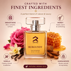 Zesteq Burgundy Eau de Parfum 30 ml, parfum féminin haut de gamme avec des notes douces de rose, miel et vanille, parfum floral longue durée - Product Image 5