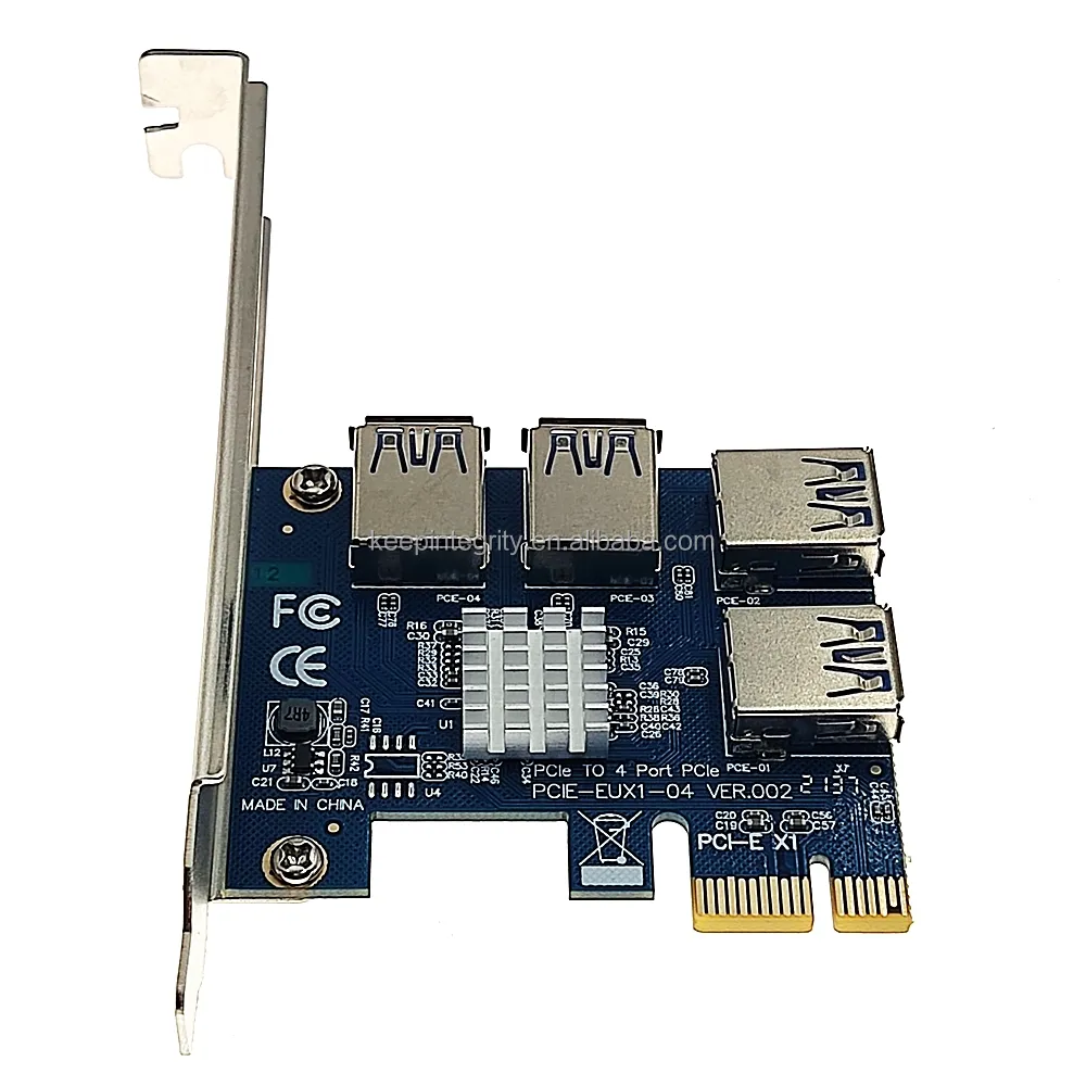 Bộ Chuyển Đổi Thẻ Riser PCI-E 1 Sang 4 Cổng Mới Bộ Chuyển Đổi Thẻ Mở Rộng EUX104 USB 3.0 Bộ Chia Thẻ Riser PCIe 1x Sang 16x