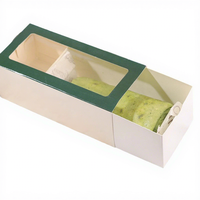Maßgefertigte Verpackungsboxen aus Recyclingmaterialien mit Mattlaminierung und Klarsichtfenster, Starre Kartonverpackungen für Runde Kuchen, Sushi und Süßigkeiten
