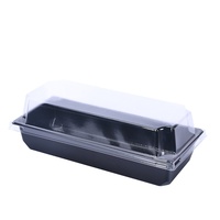 Boîte d'emballage alimentaire jetable en PET de qualité alimentaire, transparente, rectangulaire, pour sandwichs, gâteaux roulés, viandes séchées, mousses et pâtisseries.